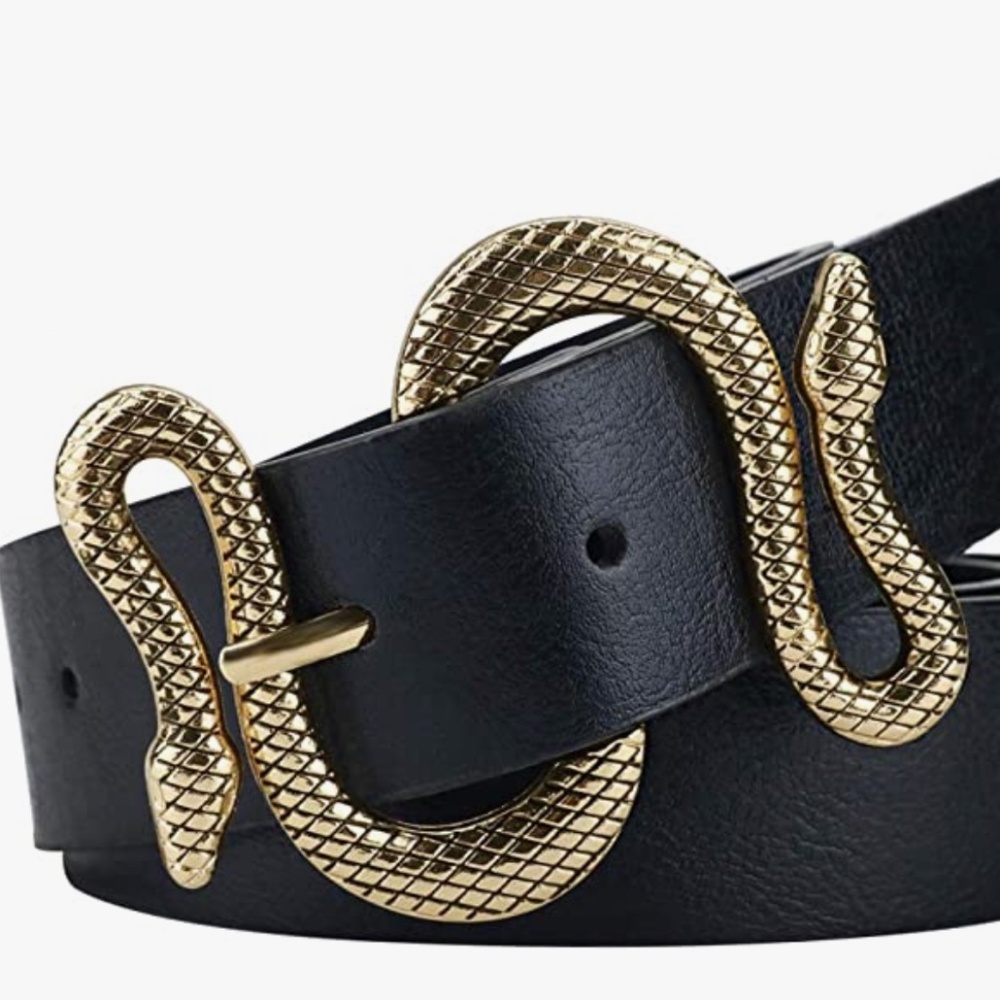 Belts for Women,Women Fashion Leather Belt for Dress with Snake Belt Buckle - Picture 1 of 6